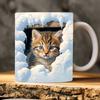3D Graphic Painting Kitten Cat Cat Snowflake Hole Ceramic Coffee Mark Cup Tea Cup New Hollow