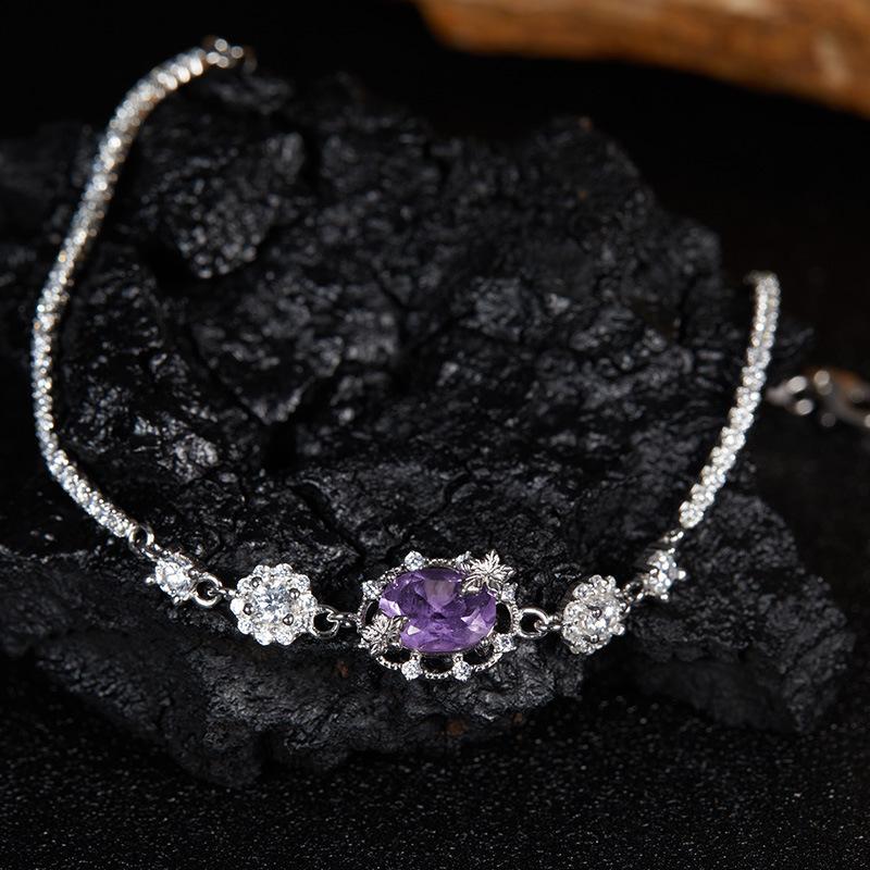 Jewelry Earrings S925 Sterling Silver With Natural Topaz Amethyst Garnet Color Treasure Bracelet Women