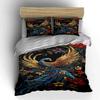 Elegant Golden Peacock Design Bedding Duvet Cover Set  (1*Duvet Cover 2*Pillowcases, without duvet insert)