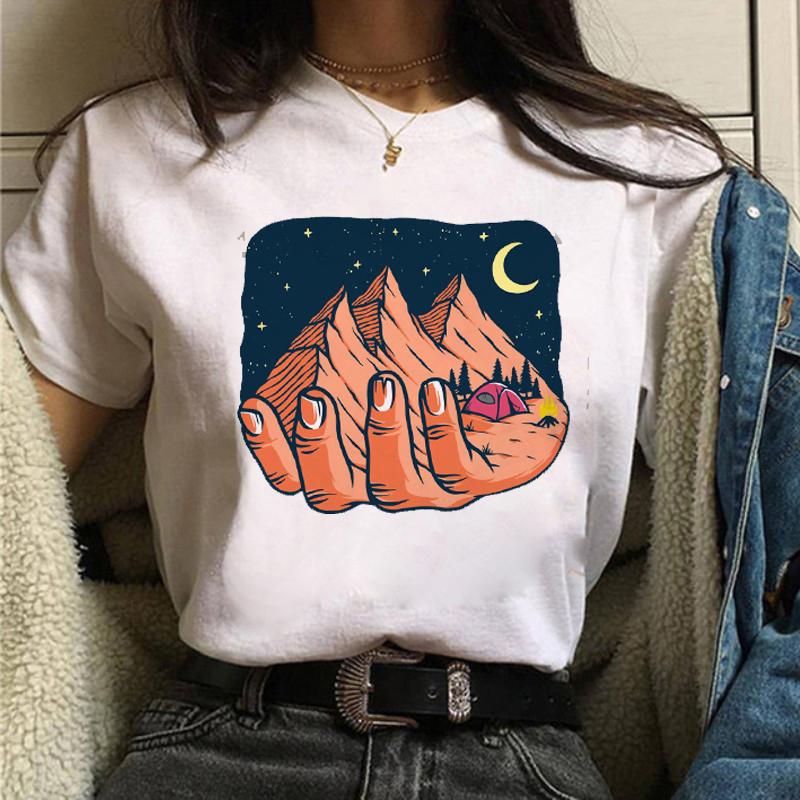 Maycaur женские графические футболки с изображением леса и гор, повседневные футболки в стиле 90-х годов Ulzzang с летним принтом, женская одежда, топы, футболки, женские футболки с принтом