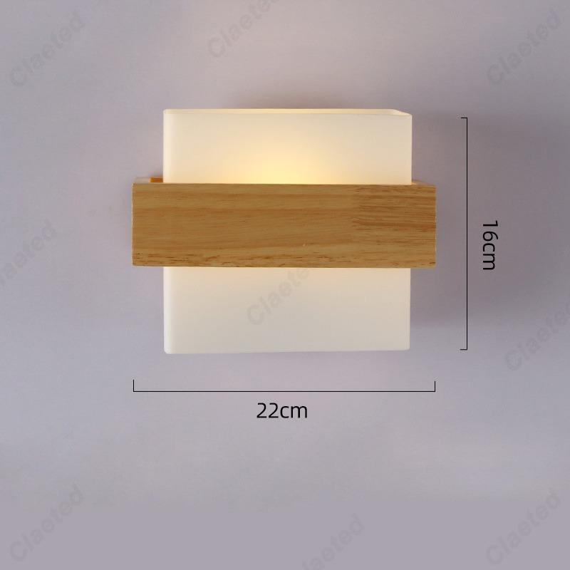 LED Glass Lampshade E27 Wooden Wall Lamp Bedroom Bedside Wall Lamp Home Living Room Bedroom Hallway Balcony Lighting Fixture