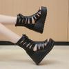 Sale Ladies 9.5CM Wedge Sandals Fashion High Heels Goth Punk Summer Casual Platform Shoes Ladies Comfort Lace Up Zipper Buckle