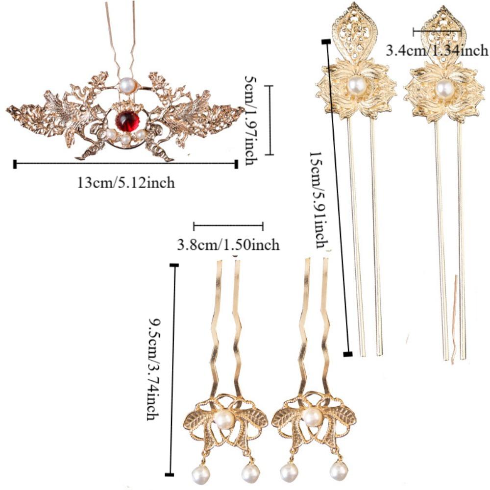 1 Set Chinese Style Tang Dynasty Hairpin Pearl Flower Hair Comb  Cheongsam Accessories