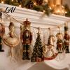 Christmas Nutcracker Garland Wooden Wreath Vintage Fairy Tale Hanging with European Style Festive Wall Decor Ballet Girl Horse Castle Fireplace And
