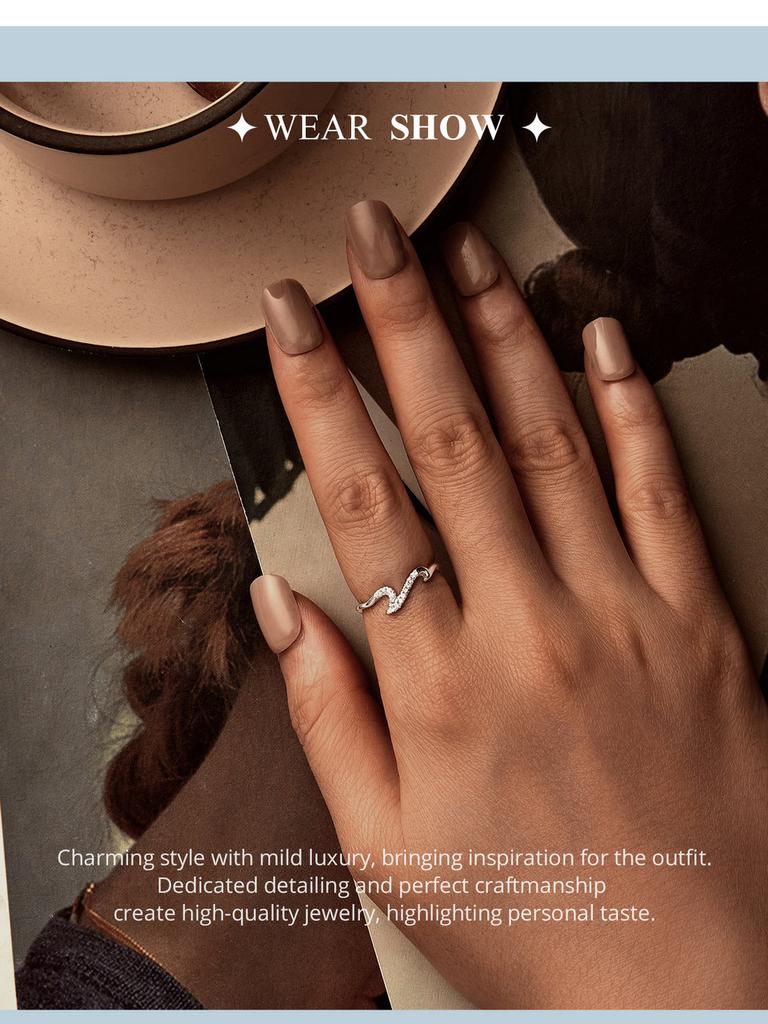 BAMOER 925 стерлингового серебра волна кольцо дизайн Sense модное кольцо позолоченное белое золото для женщин ювелирные изделия подарок