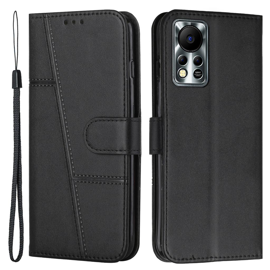 Для Infinix Hot 11s NFC 4G Сшитый чехол-книжка из искусственной кожи, подставка, полнокорпусная защитная обложка-кошелек с ремешком