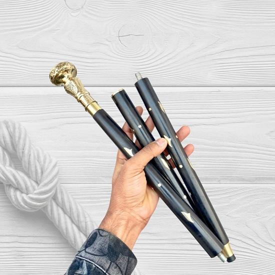 Трость для ходьбы с латунной ручкой в виде цветка, 99,06 см, стильная складная трость из черного твердого дерева, подарок для отца, бабушек и дедушек, рождественский подарок, подарок на годовщину