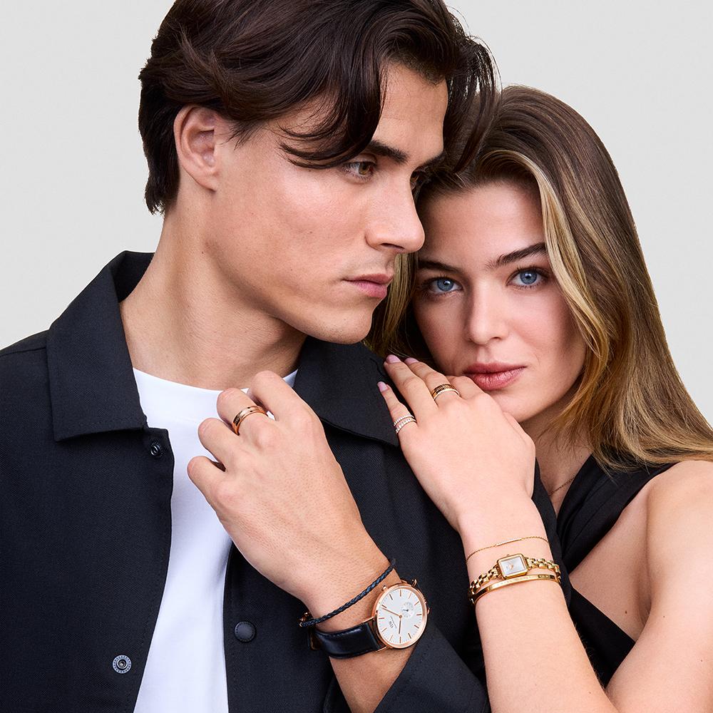 Danielwellingteon Classic Multi-Eye Rose Gold Men'S Leather Wristwatch