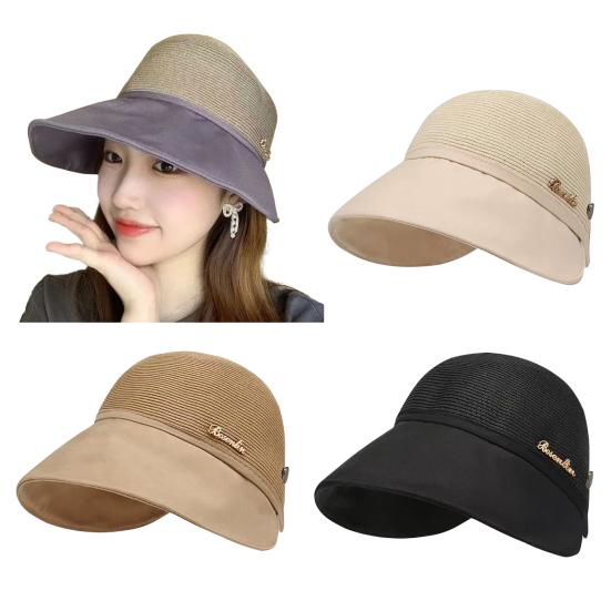Женская шляпа в стиле рыбака, однотонная шляпа от солнца с регулируемым дизайном, летняя соломенная шляпа для рыбалки на открытом воздухе