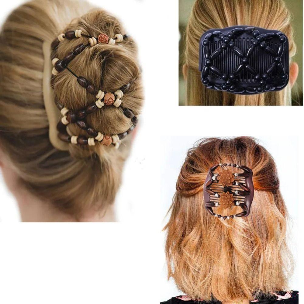 Изысканные бусины гребни для волос смоляной магический гребень заколка для волос бисерный двойной ряд гребень для женщин леди девушка