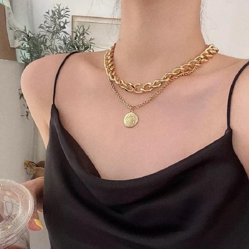 17KM Панк Винтаж Змея Подвеска Ожерелье Для Женщин Хип-Хоп Золотой Цвет Многослойная Коренастая Цепочка Портрет Монета Ожерелье Модные Ювелирные Изделия