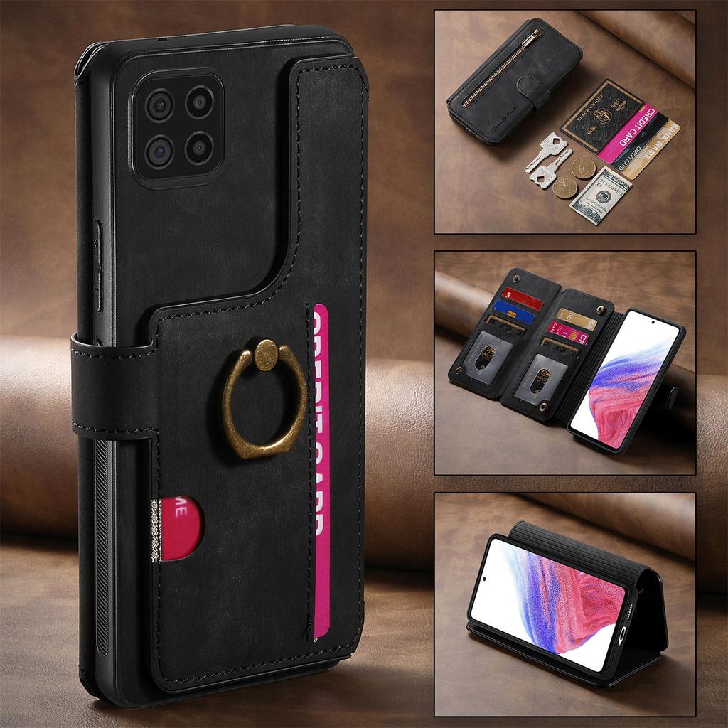 3-in-1 Luxury Leather Wallet Case for Samsung A13/A14/A15/A17...S21/S22/S23...w/ Stand, Shockproof, RFID, Multi-Slot & Zipper