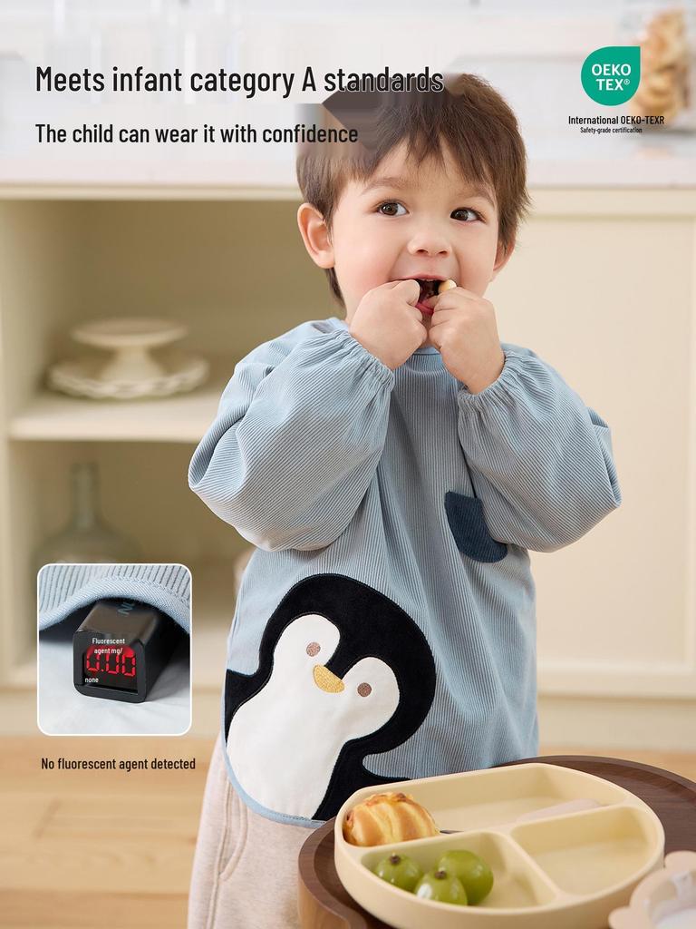 Nidoran 2025 Fleece-Lined Winter Smock for Kids - Anti-Stain and Warm Bib for Boys and Girls