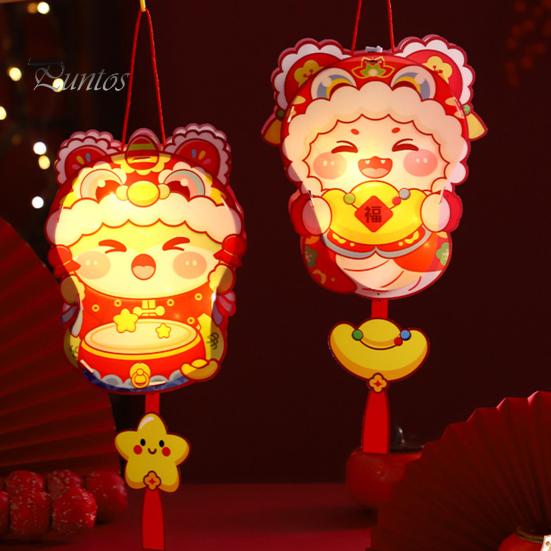 Китайский набор для изготовления фонариков своими руками, новогодний ручной фонарь на батарейках, простая сборка, мультяшный фонарь в виде змеи для весеннего фестиваля