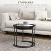 Nesting Tables Set of 2, Side End Table with Removable Tabletop Tray and Steel Frame for Living Room, Bedroom, Black