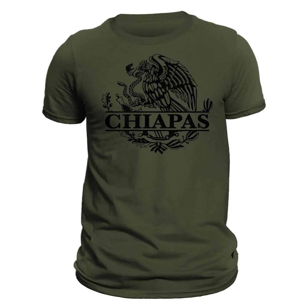 Chiapas Mexico Eagle Emblem TShirt Ringspun Combed Cotton Classic Crew Neck Regular Fit Casual Versatile Wear
