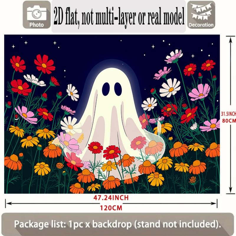 Party Backdrop Floral Flat Banners Spooky Ghost Celebrations Wedding Enthusiasts Photo Background Decor Front Door Decor