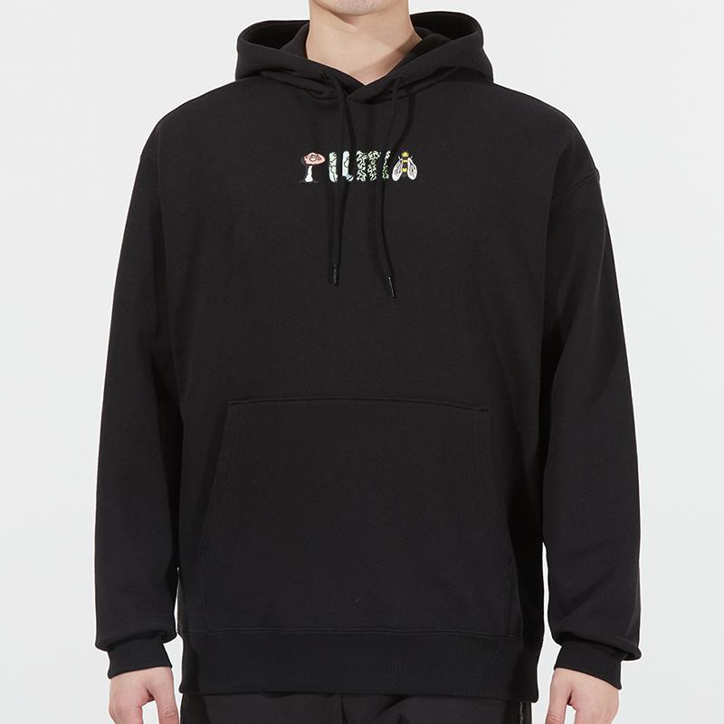 Puma Downtown Fun Logo Print Hoodie Men Tops Black 535412-01