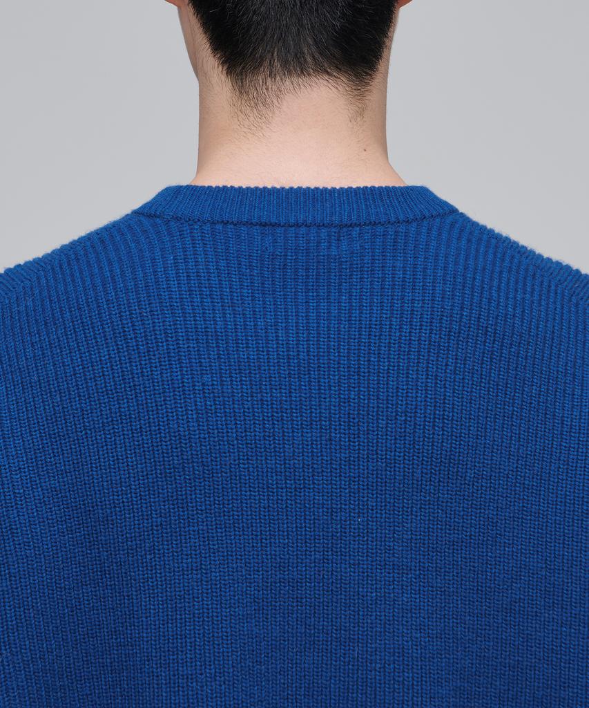 MUSINSA STANDARD Oversized Ribbed Crew Neck Knit [Blue]