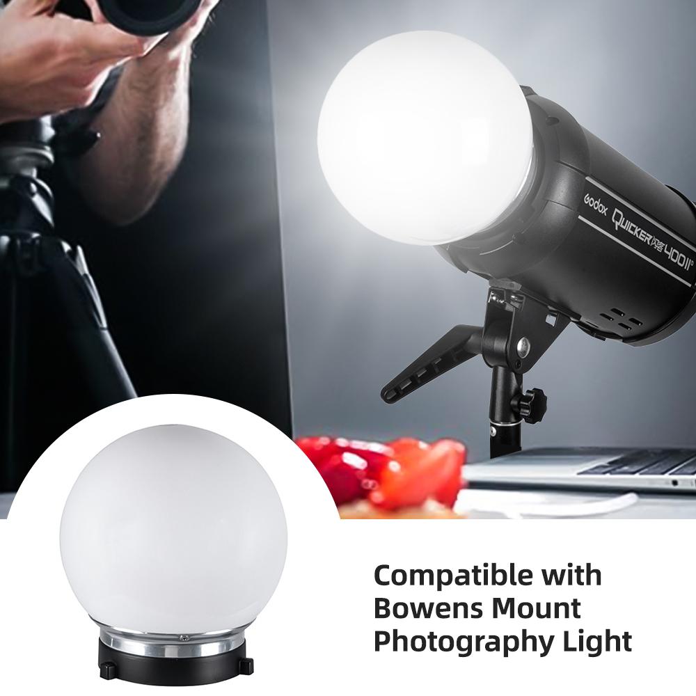 15cm 6in Soft Light Ball for Photography Translucent Diffuser Ball Flash Light Ball Diffuser Dome with Bowens Mount