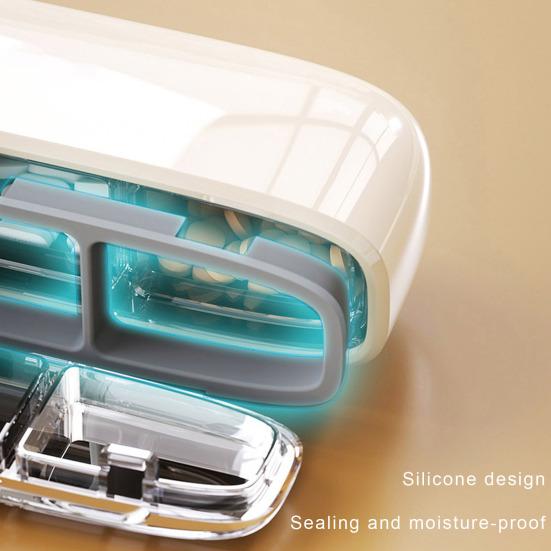Портативная коробка для таблеток с 3 отделениями и буквенным принтом, с пылезащитной прозрачной крышкой и силиконовым уплотнением Портативная коробка для таблеток для путешествий