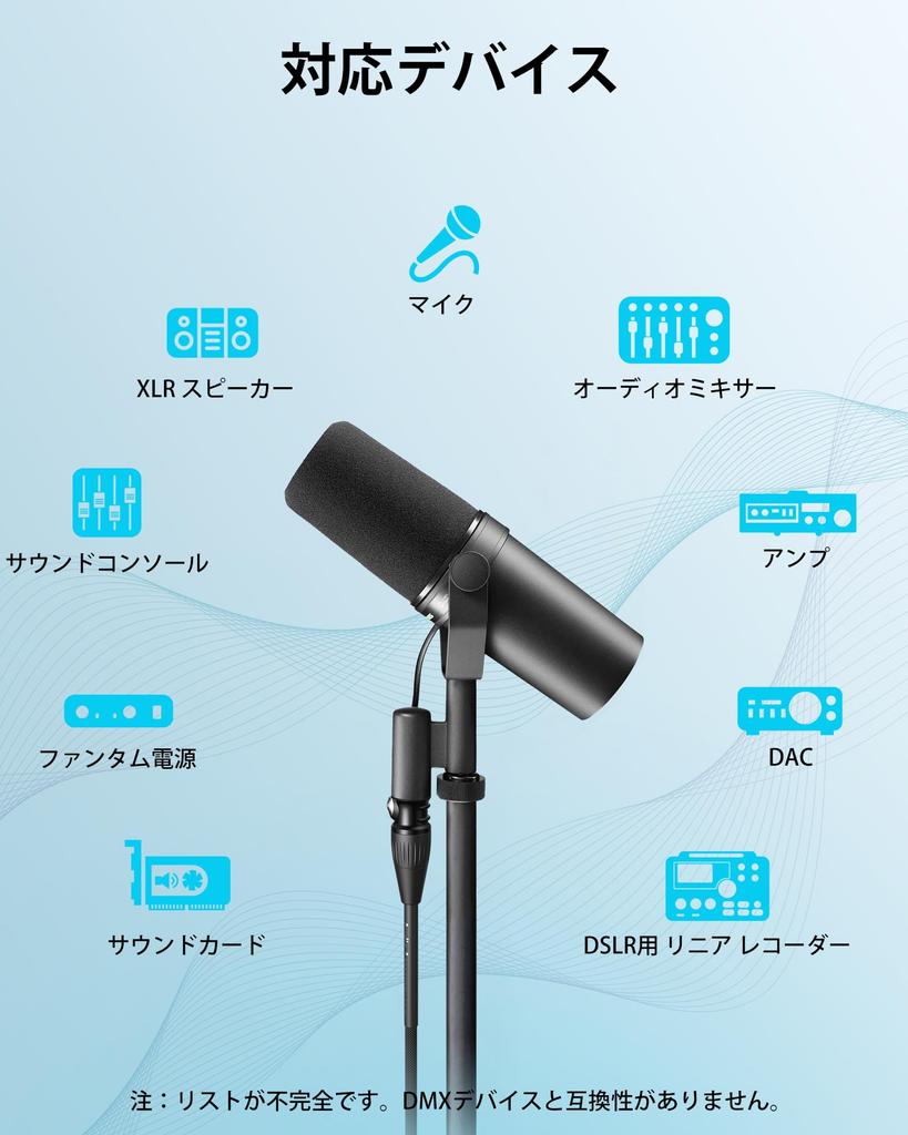 3м XLR Микрофонный кабель [ПлетеныйСделано в Японии 99,99% БКМ Бескислородная медь] Бесшумный Штекер-Гнездо [Разъем Neutrik REANПозолоченные контакты] Отличный