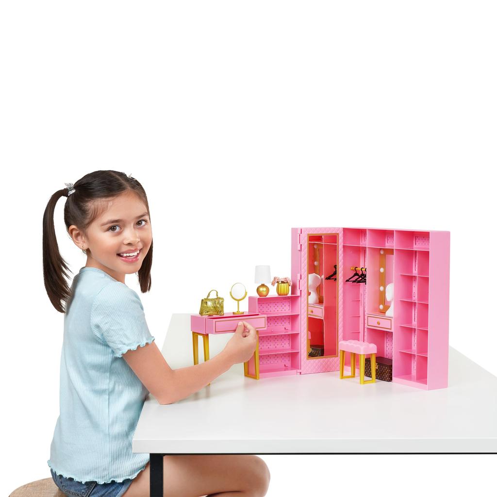 ZURU Mini Brand Мини Модный Шкаф-Мечта с Металлическими Мини Модными Сумками и Более 25 Зонами для Хранения - Отличный Подарок для Девочек, Любящих Моду