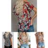 Elegant Womens Summer V Neck Short Sleeve T Shirt Featuring Vibrant Floral Print Design