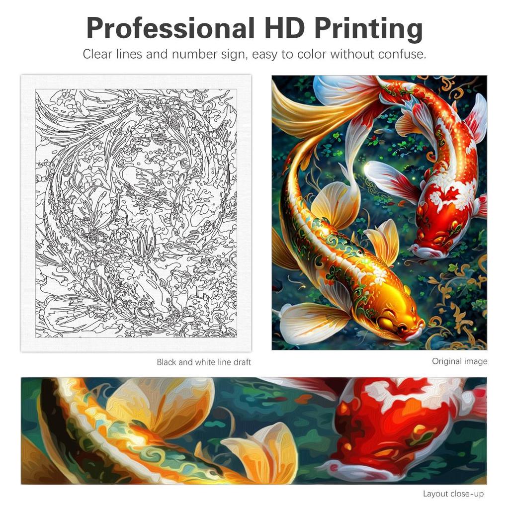 RUOPOTY Краска по номерам для взрослых, начинающих, рыб, животных, набор для акриловой живописи «сделай сам», для декора стен комнаты 40x50 см с рамкой