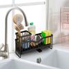 Стойка для хранения раковины с быстрым сливом и дренажным туннелем. Стойка для слива из нержавеющей углеродистой стали. Полка для организации кухонных принадлежностей. Губка для раковины. Тряпка для мытья посуды.