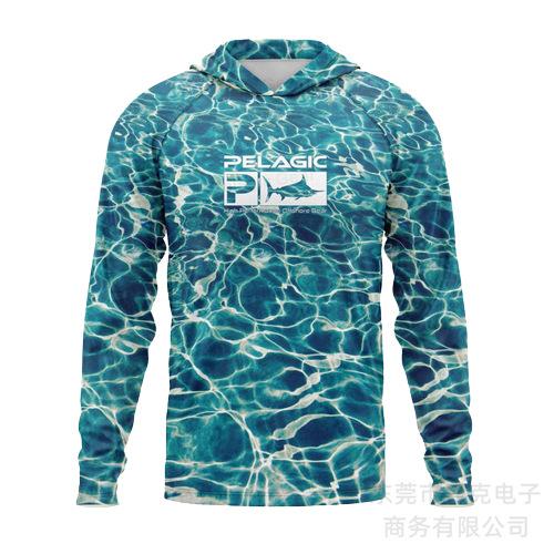 Pelagic fishing clothing summer camouflage sunscreen clothing breathable hooded fishing sportswear quick-drying T-shirt available