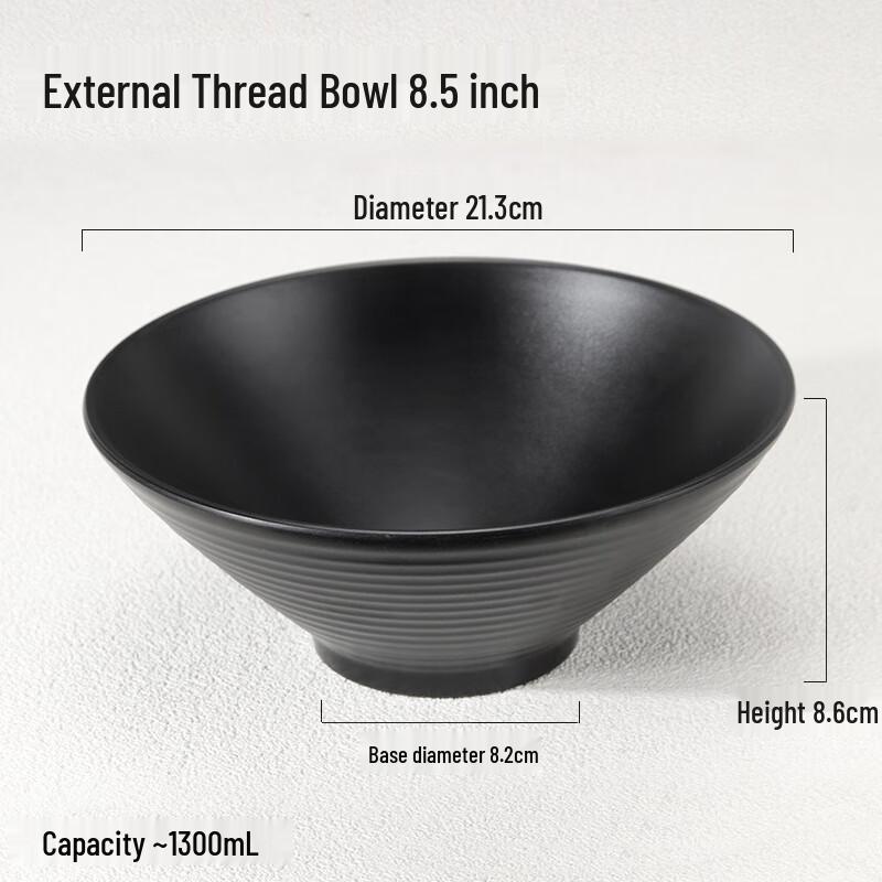 ZISIZ Black Ramen Noodle Soup Bowl