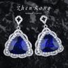 Luxury Ruby Pendant Necklace Royal Blue Ring Color Treasure Earrings Jewelry Fat Triangle Blue Diamond Set Women