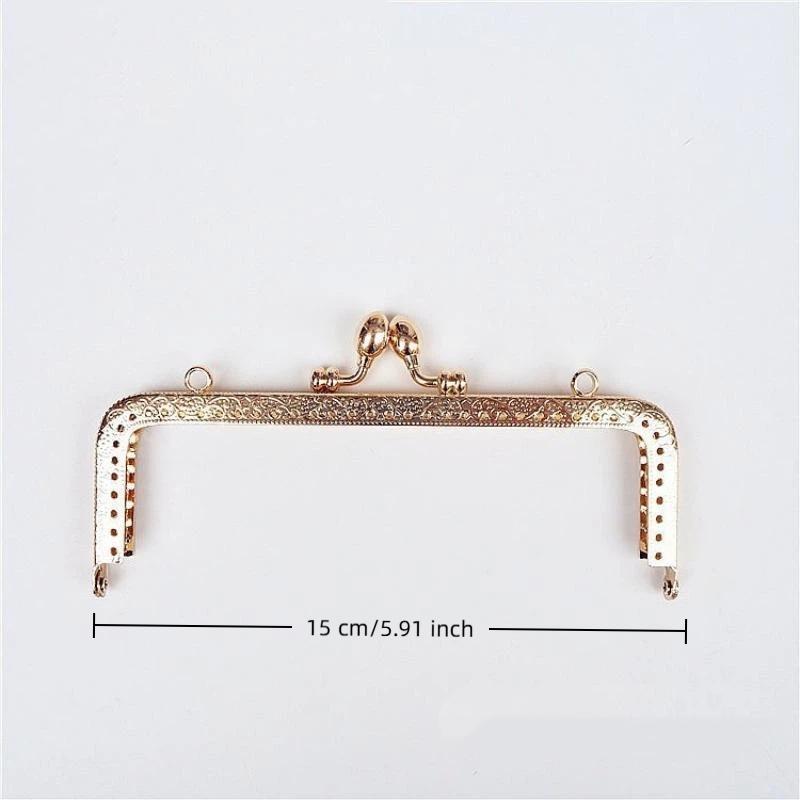 1Pcs 8.5-20Cm Metal Gold Embossed Bag Handle Purse Frame Kiss Clasp For Women'S Handbag Wallet Diy Handmade Bags Accessories