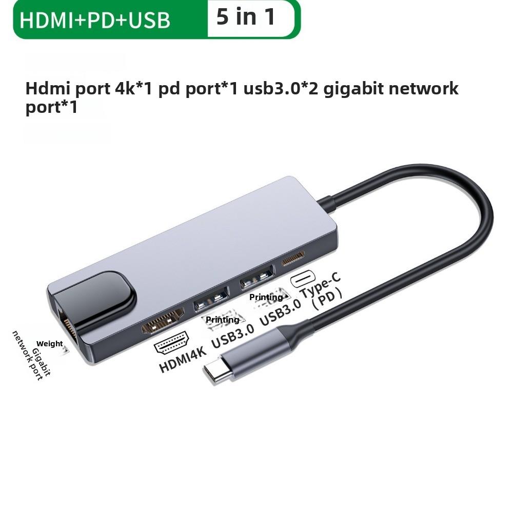Многопортовый USB C-концентратор 5 в 1 Type C - HDMI Ethernet USB-адаптер для ноутбука MacBook