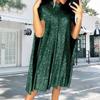 2025 Spring European-American Stand Collar Sequin Dress for Women