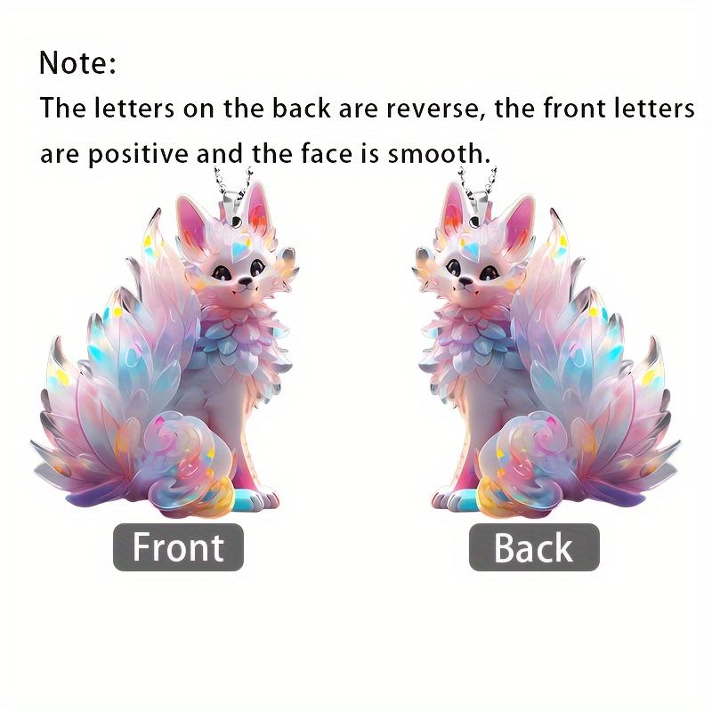 1 шт. Декоративная подвеска из акрила в виде цветной лисы 2D, украшение для внутреннего зеркала заднего вида и аксессуары для брелока