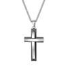 Стильные многослойные necklaces с крестом для мужчин и мальчиков, двухцветный черный серебристый цвет, подвеска-крест, религиозный молитвенный ожерелье