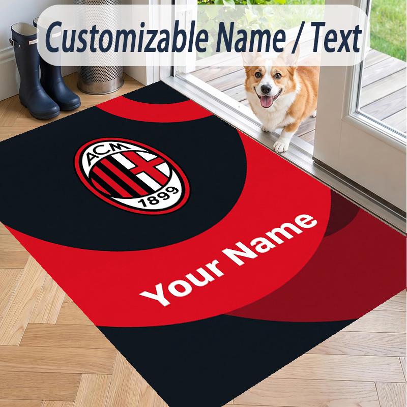 Custom Text Printed Rug AC Milan Non Slip Floor Carpet For Home Room Decor