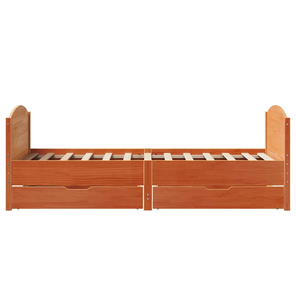 Solid Wood Bed without Mattress Wax Brown 90x200 cm Pine Wood