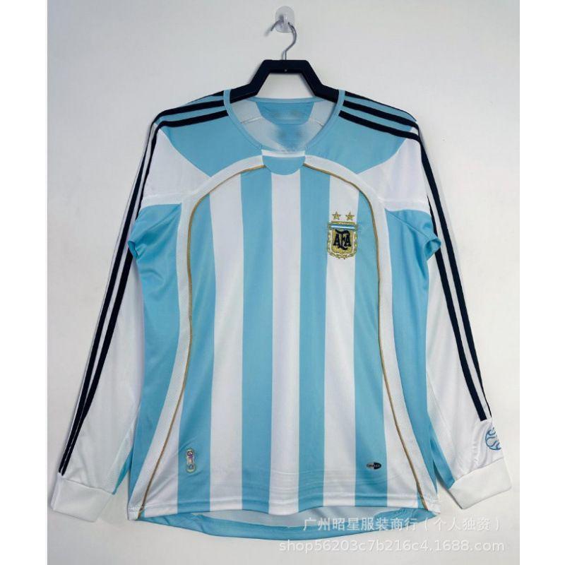 Vintage Long Sleeve Football Jersey Retro National Team Shirt 06 England Argentina Portugal Italy Brazil Sports Top
