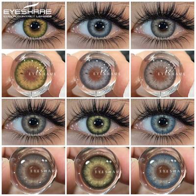 Натуральные цветные контактные линзы, серые контактные линзы для глаз, модные синие линзы, зеленые контактные линзы, годовые 2 шт. контактные линзы