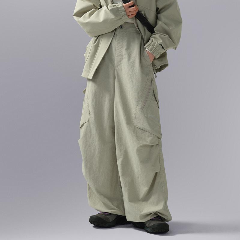 Li-Ning CF Водонепроницаемые однотонные прямые свободные повседневные брюки женские низы известняк AYKU712-1