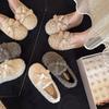 Fairy Wind Bow Flat Bottom Fluffy Shoes Female 2025 Autumn and Winter New Female Single Shoes One Pedal Warm Velvet Cotton Shoes