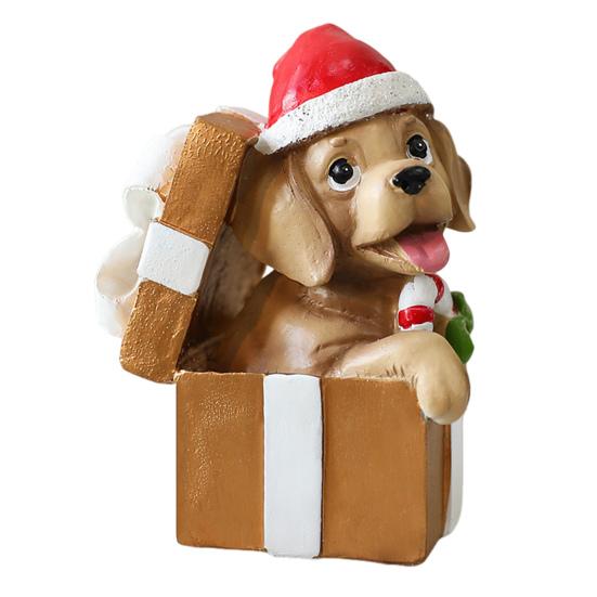 Christmas Puppy Resin Ornament Cute Puppy In Scarf Figurine Christmas Showcase Desk Home Office Decorations
