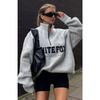 Осень и зима Новая повседневная толстовка с капюшоном с коротким воротником и застежкой-молнией с длинными рукавами и принтом