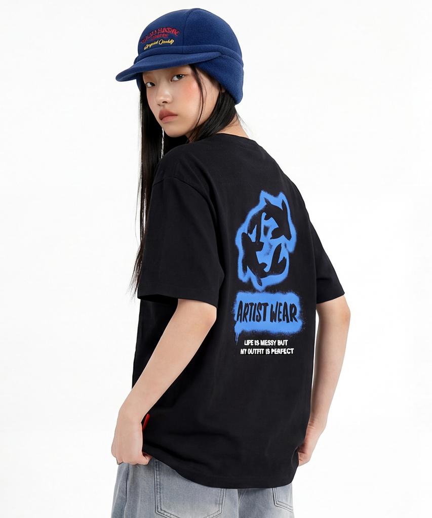 ARTISTWEAR [Atw] Синяя футболка с коротким рукавом 'Карп Кои' - 2 цвета
