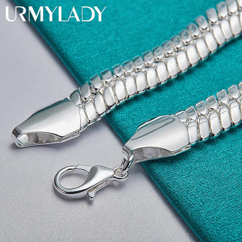 Браслет-цепочка из стерлингового серебра 925 пробы 10 мм с боковой змеей для женщин и мужчин, очаровательные ювелирные изделия для свадьбы, помолвки и вечеринки