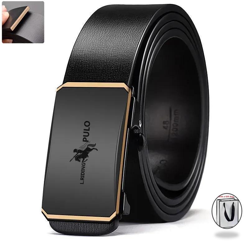 New Men High Quality Belt Automatic Buckle Black Leather Men's Belt