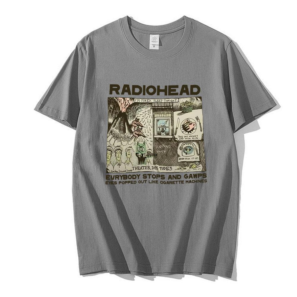 Футболка с принтом Radiohead Rock Boy, хлопковая, мужская, женская, с коротким рукавом, Harajuku, хип-хоп, пара, с круглым вырезом, модная, кавайная, свободные топы